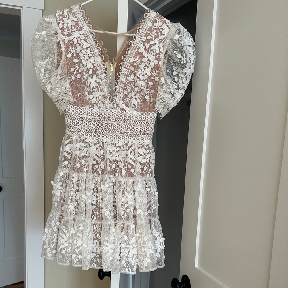 Bronx and Banco White Lace Maxi Dress